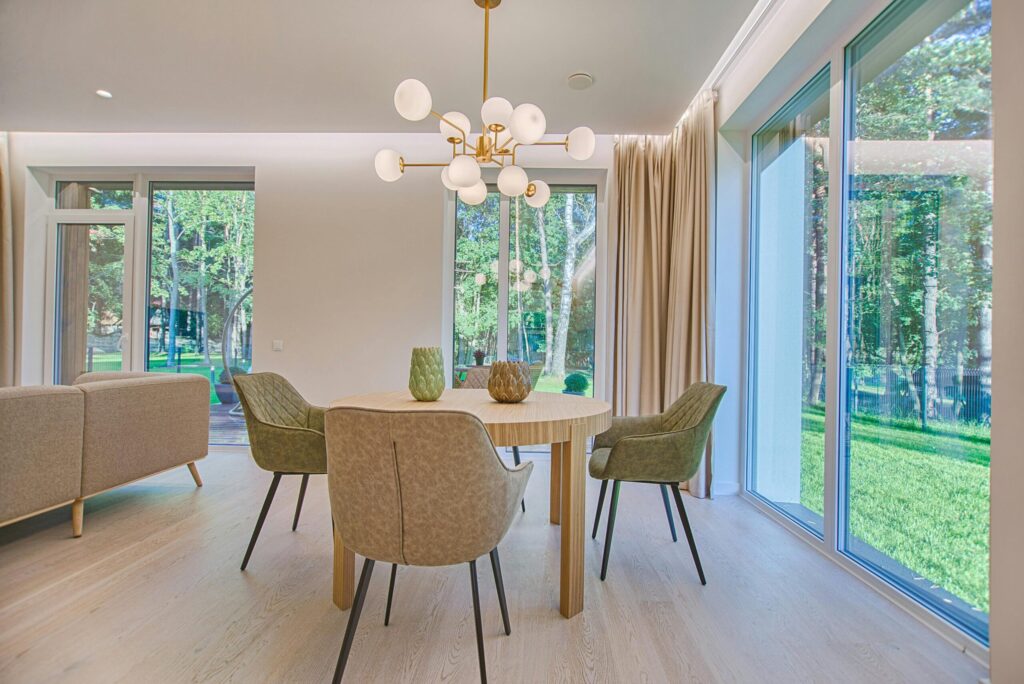 Classy home interior with elegant window treatments and stylish decor
